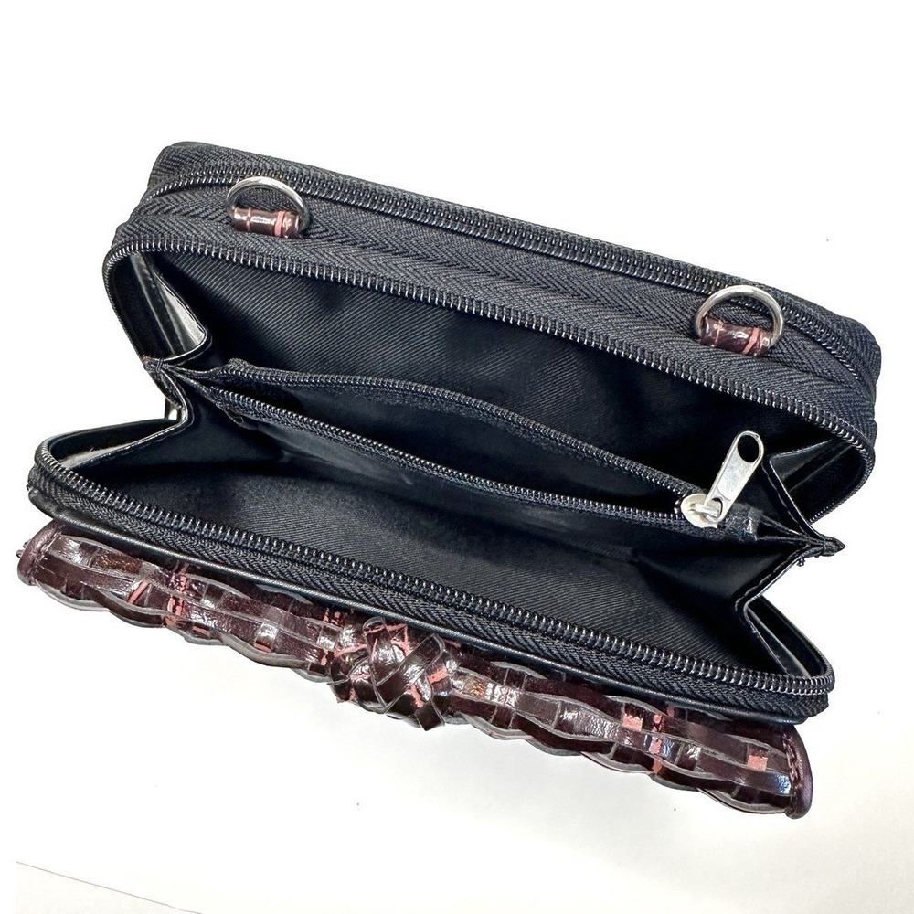 Western Crossbody Wallet Clutch Faux Croc Woven Leather Look Silver Heart Medusa - Picture 11 of 16